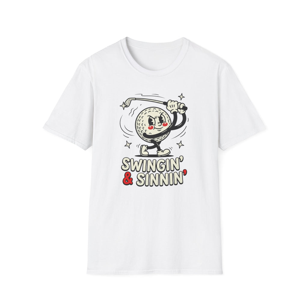 'Swingin' & Sinnin' Golf Cartoon T‑Shirt