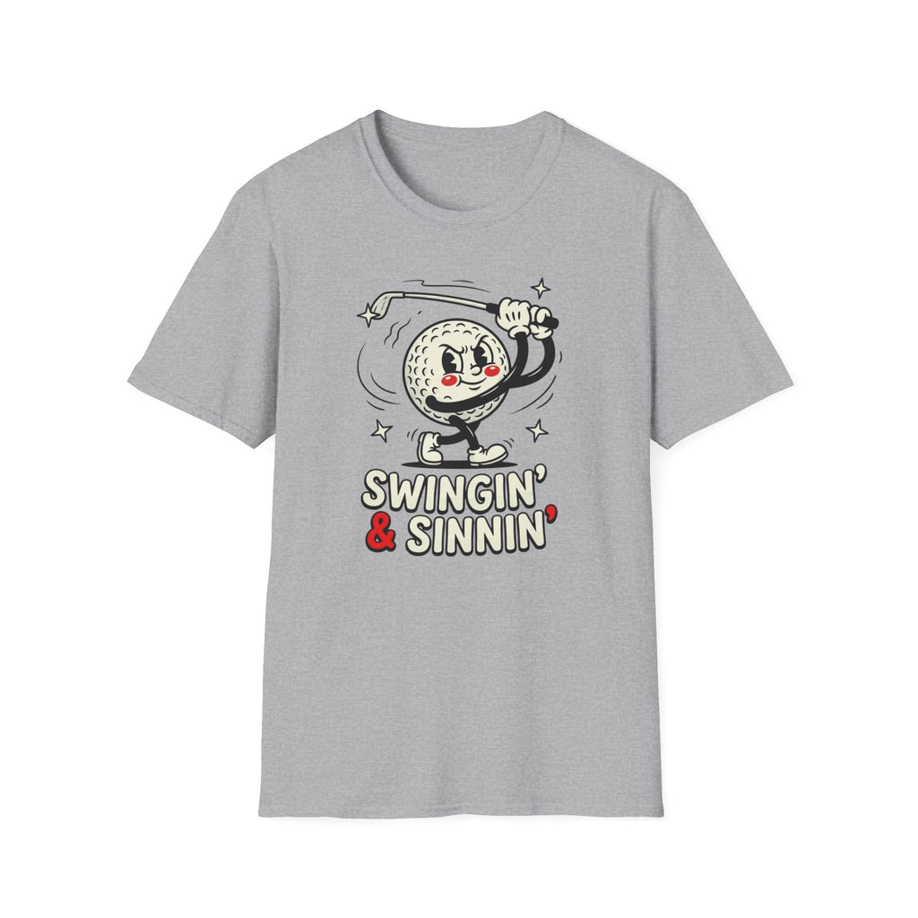 'Swingin' & Sinnin' Golf Cartoon T‑Shirt