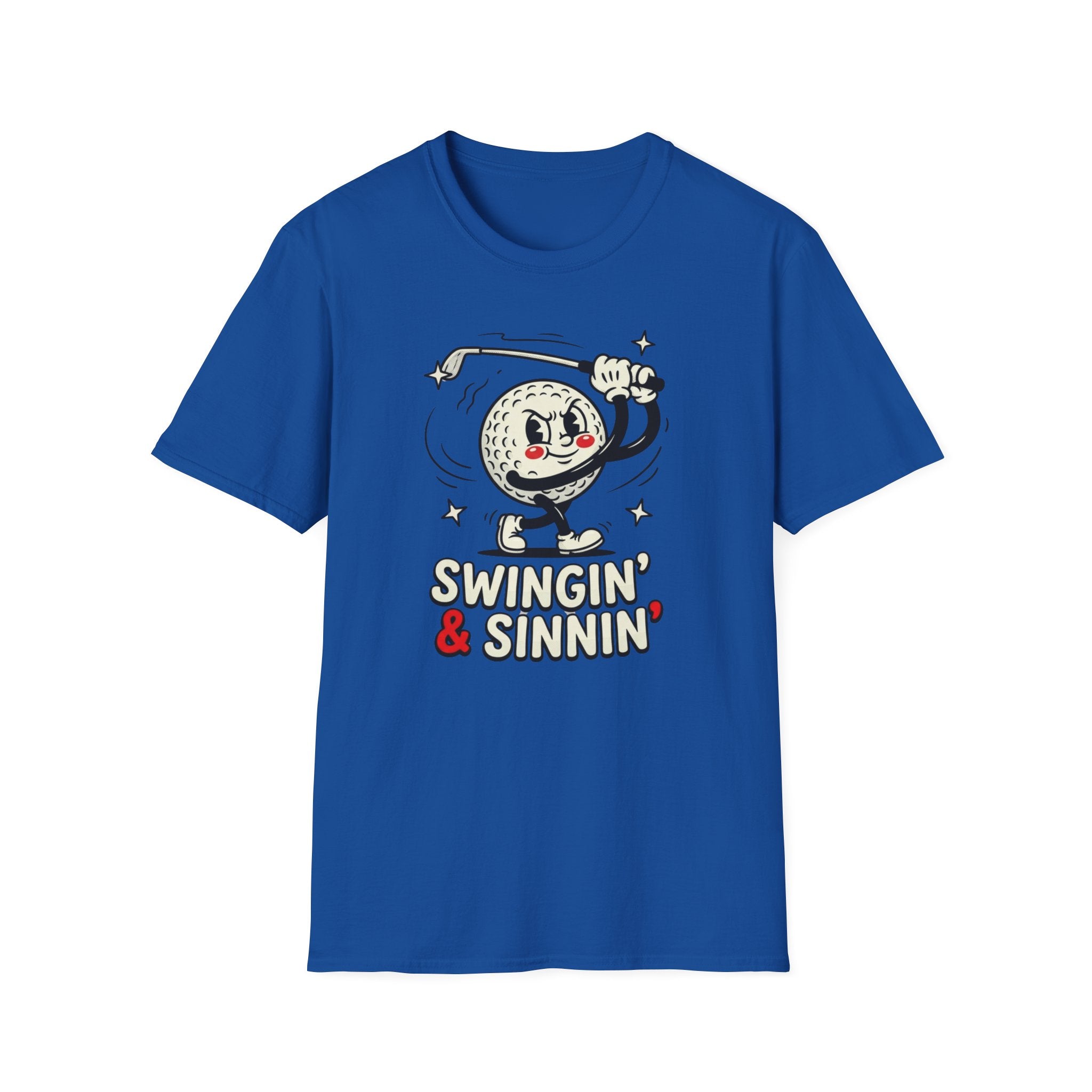 'Swingin' & Sinnin' Golf Cartoon T‑Shirt