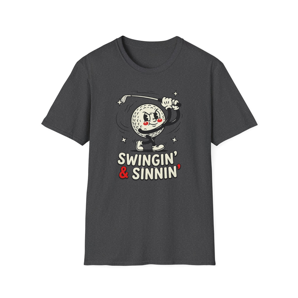 'Swingin' & Sinnin' Golf Cartoon T‑Shirt