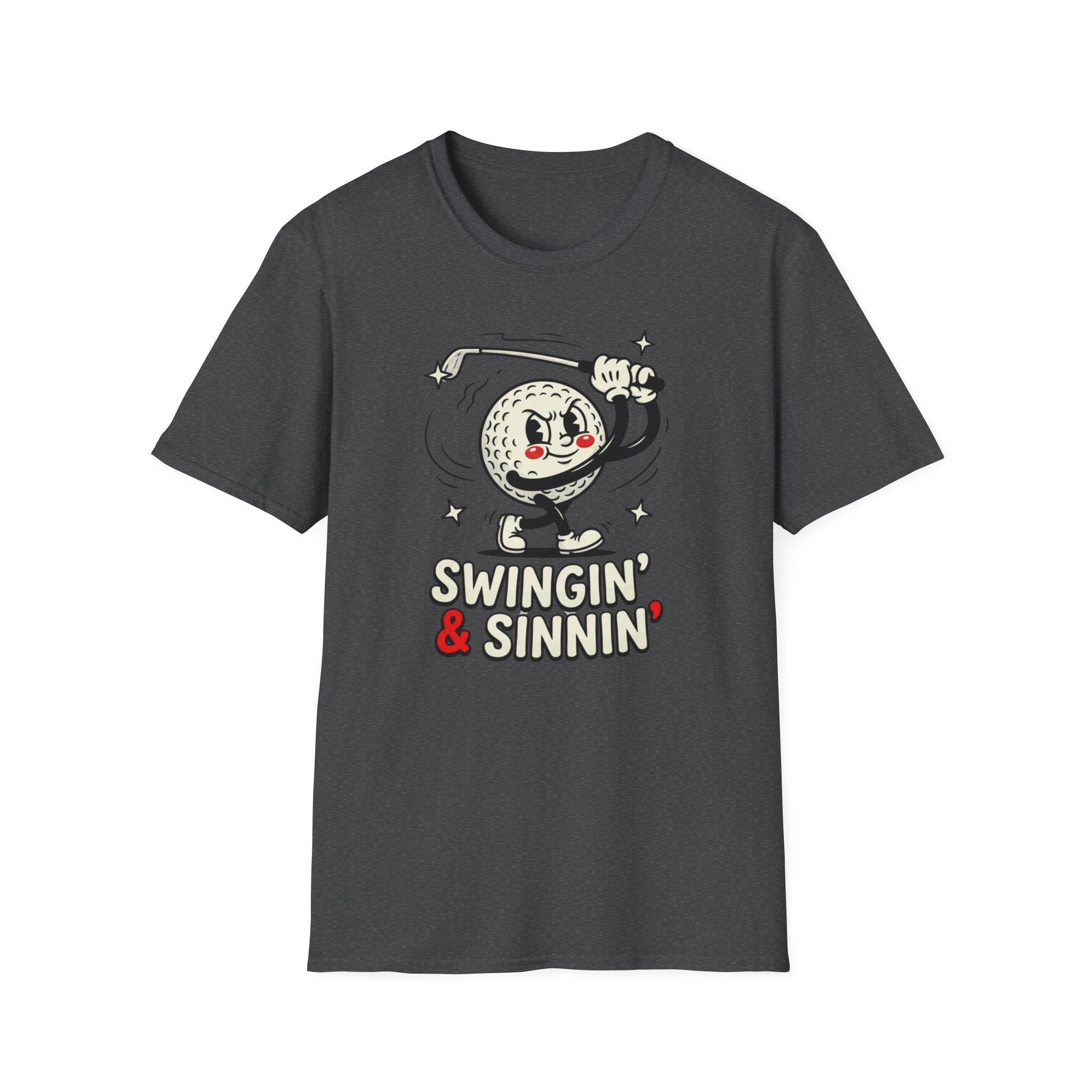 'Swingin' & Sinnin' Golf Cartoon T‑Shirt