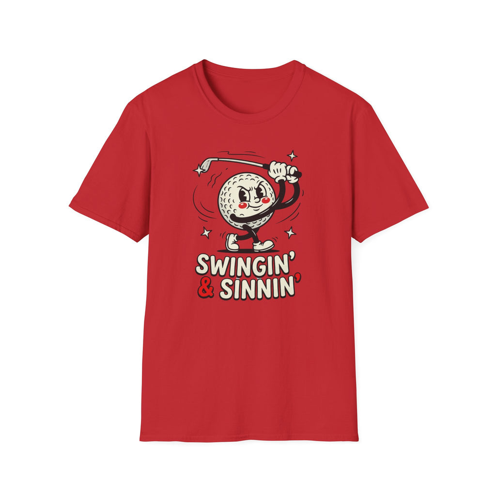 'Swingin' & Sinnin' Golf Cartoon T‑Shirt