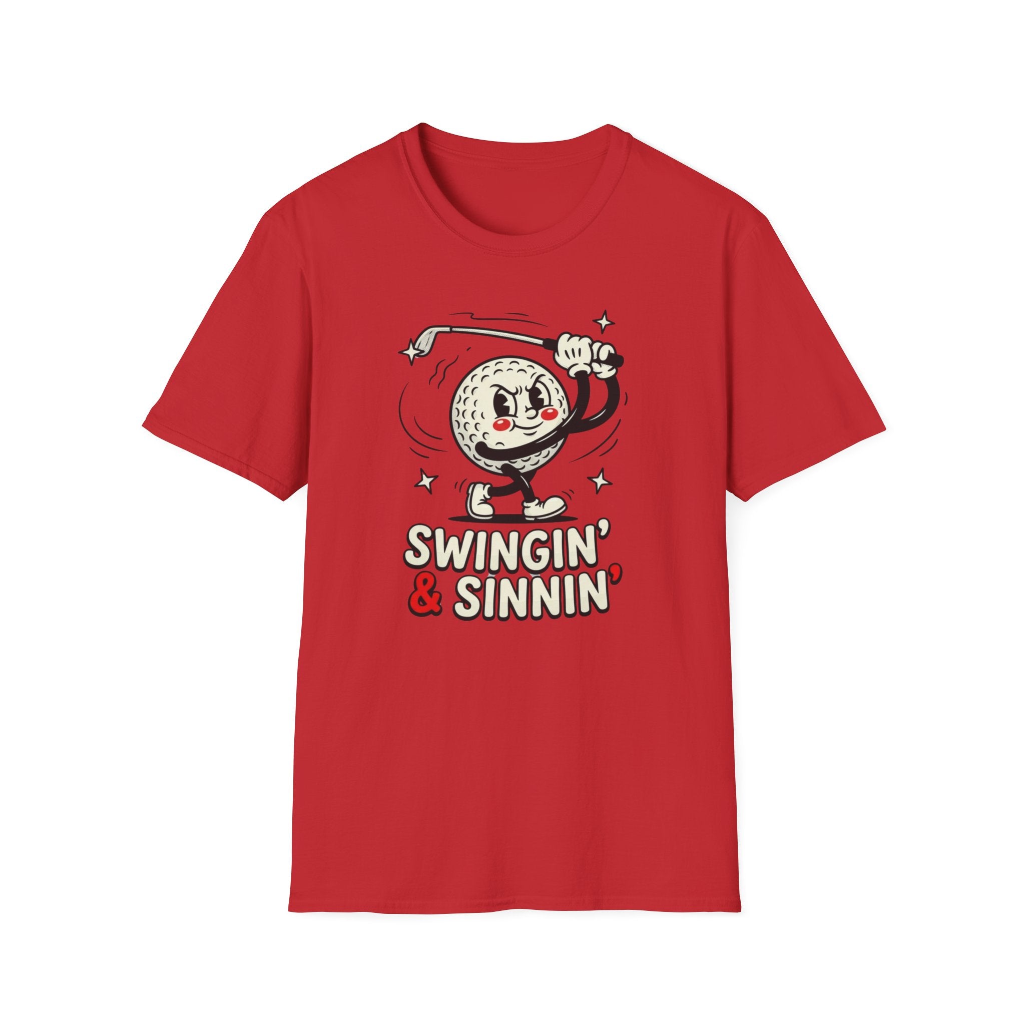 'Swingin' & Sinnin' Golf Cartoon T‑Shirt