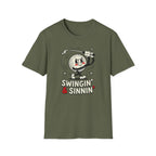 'Swingin' & Sinnin' Golf Cartoon T‑Shirt